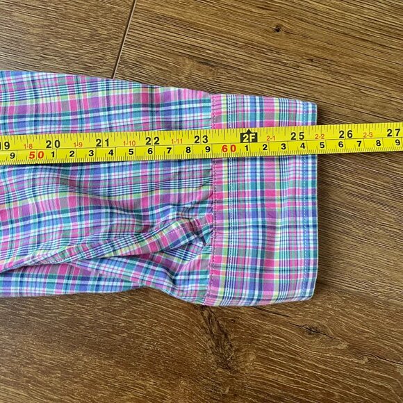 Ralph Lauren Pony Embroidered Classic Button Down Shirt Mens M Pink Green Plaid - Picture 7 of 9